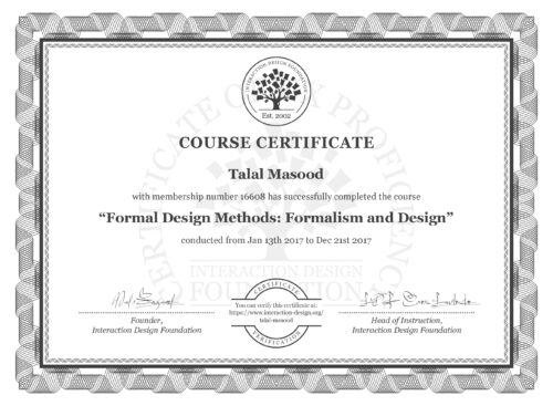 Talal Masood - Formal Design Methods Formalism and Design